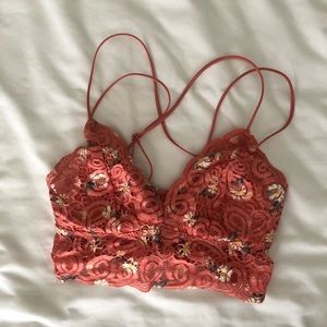 PINK lace flowered bralette in a size small